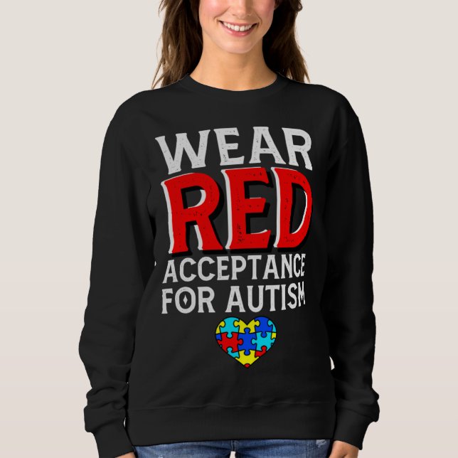 Moletom Autism Awareness April Wear Red Acceptance for Aut (Frente)