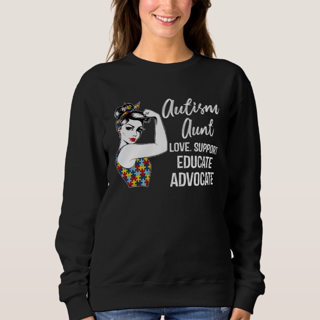 Moletom Autism Awareness Aunt Love Support Educate Advocat (Frente)