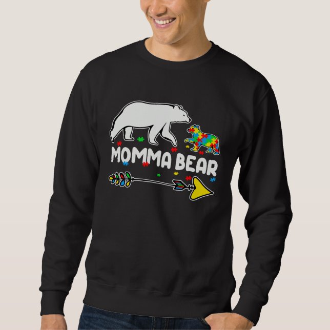 Moletom Autism Awareness Autism Momma Bear Support Autism (Frente)