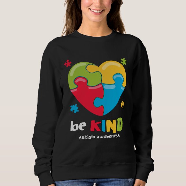 Moletom Autism Awareness   Be Kind Puzzle Heart Kindness   (Frente)