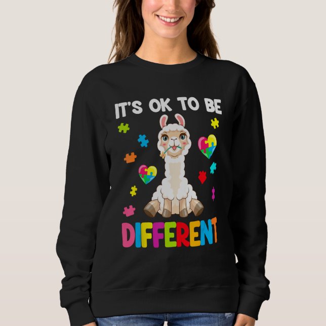 Moletom Autism Awareness Cute Llama  It s Ok To Be Differe (Frente)