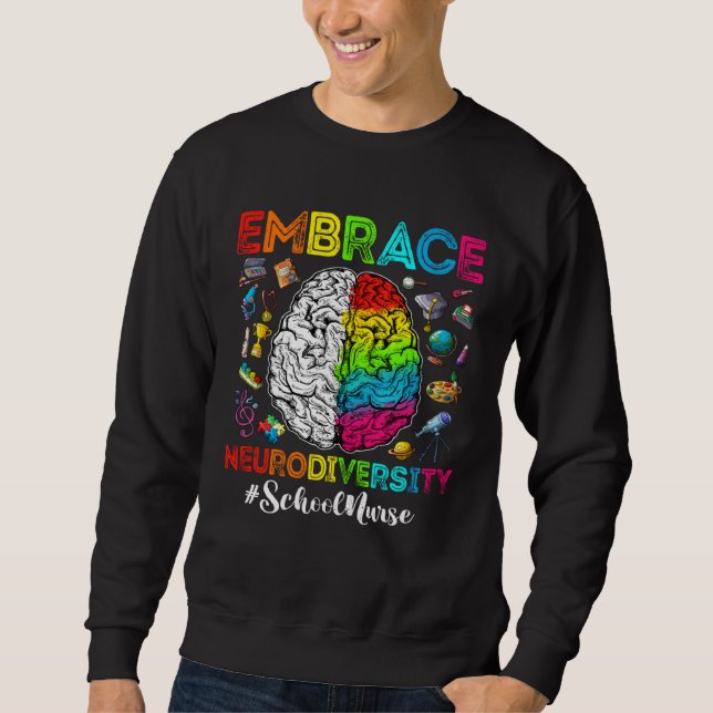 Moletom Autism Awareness Embrace Neurodiversity School Nur (Frente)
