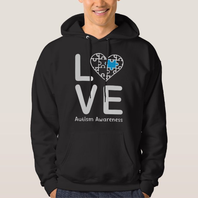 Moletom Autism Awareness Love Heart Blue Puzzle for Men Wo (Frente)
