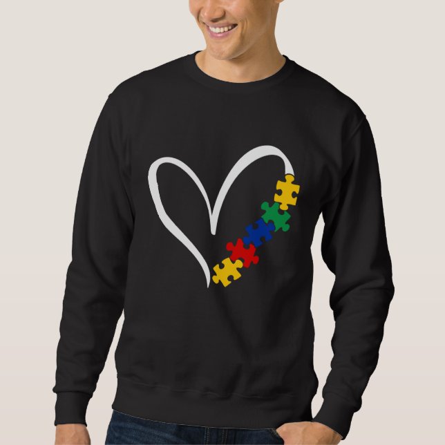 Moletom Autism Awareness Love Heart Puzzle Piece  1 (Frente)