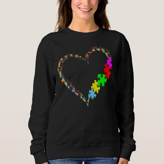 Moletom Autism Awareness Love Heart Puzzle Piece Valentine (Frente)