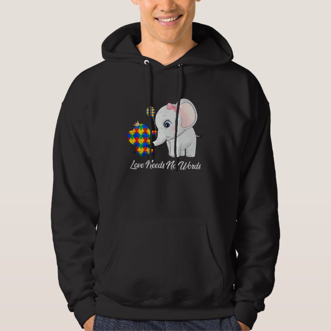 Moletom Autism Awareness Love Needs No Words Elephant Supp (Frente)