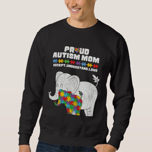 Moletom Autism Awareness Mom Proud Autistic Son Daughter E (Frente)
