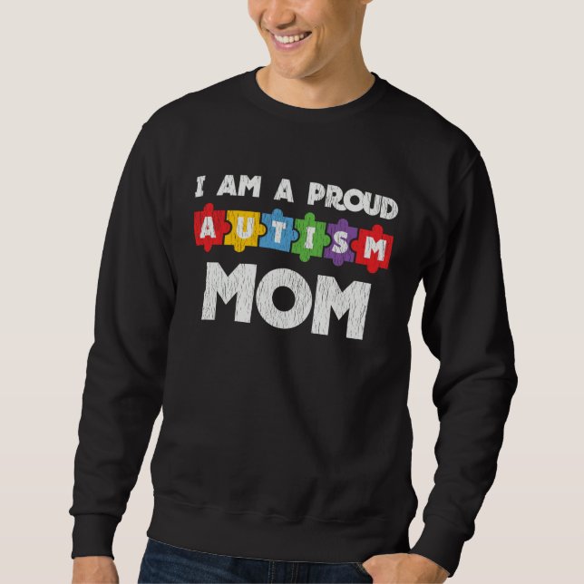 Moletom Autism Awareness Mom Proud Autistic Son Daughter M (Frente)