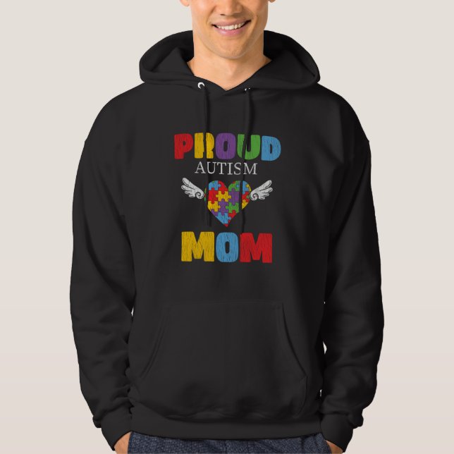 Moletom Autism Awareness Mom Proud Autistic Son Daughter M (Frente)
