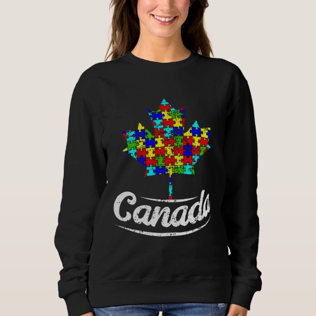 Moletom Autism Awareness Month Canada Leaf Autism Support (Frente)