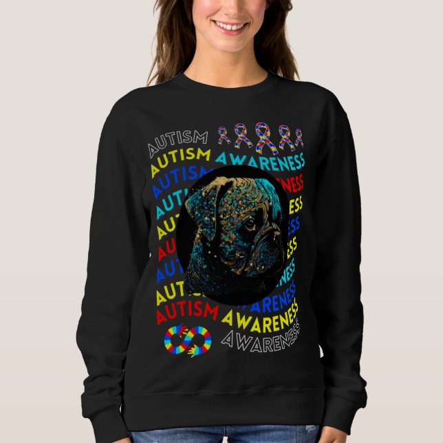Moletom Autism Awareness Pug For Teacher Autism Moms Dad G (Frente)