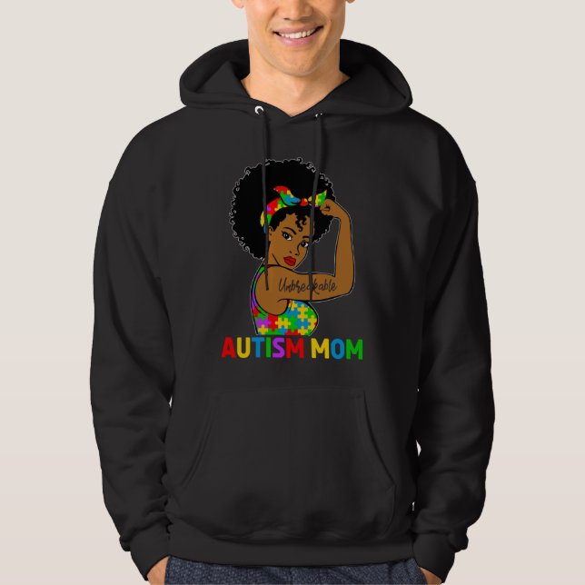 Moletom Autism Awareness Strong Autism Mom Afro Black Moth (Frente)