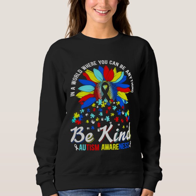Moletom Autism Awareness Sunflower Be Kind Love Autism Awa (Frente)