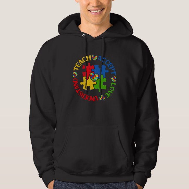 Moletom Autism Awareness Teacher  Teach Accept Understand  (Frente)