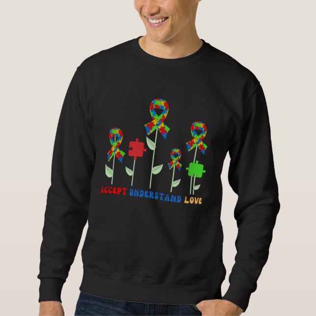Moletom Autism Flower Accept Understand Love ASD Autism Aw (Frente)