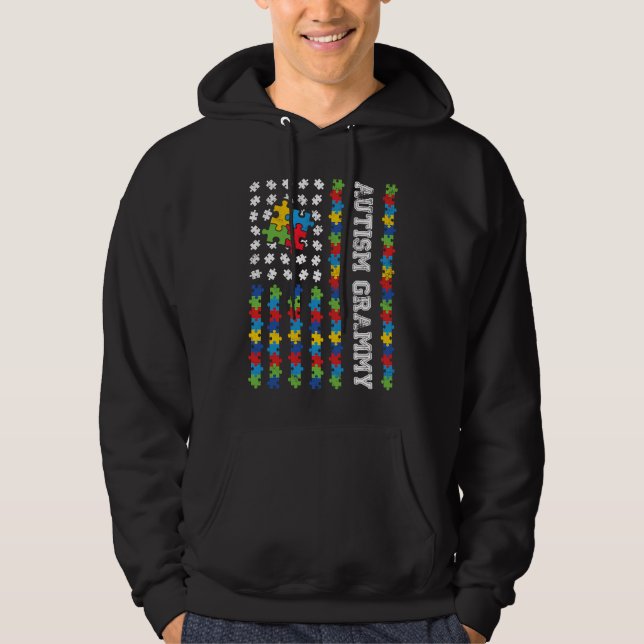 Moletom Autism Grammy American Flag Autism Awareness (Frente)