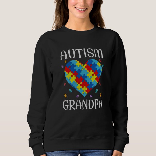 Moletom Autism Grandpa Matching Family Heart Autism Awaren (Frente)