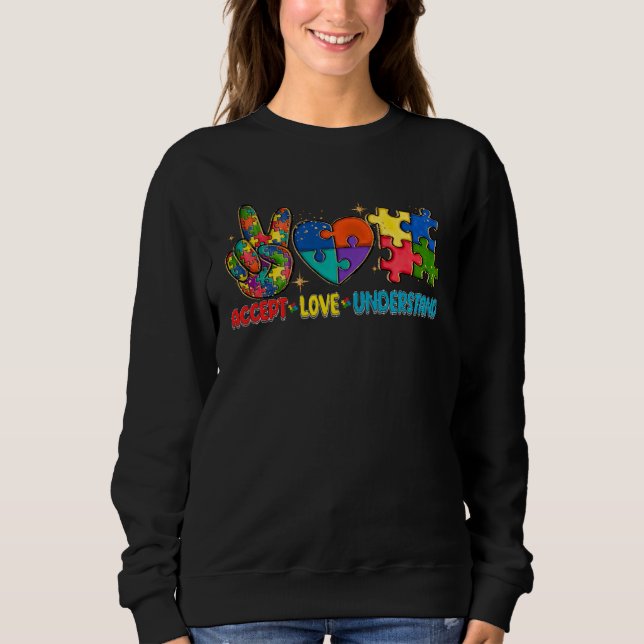 Moletom Autism Heart Accept Love Understand Autism Awarene (Frente)