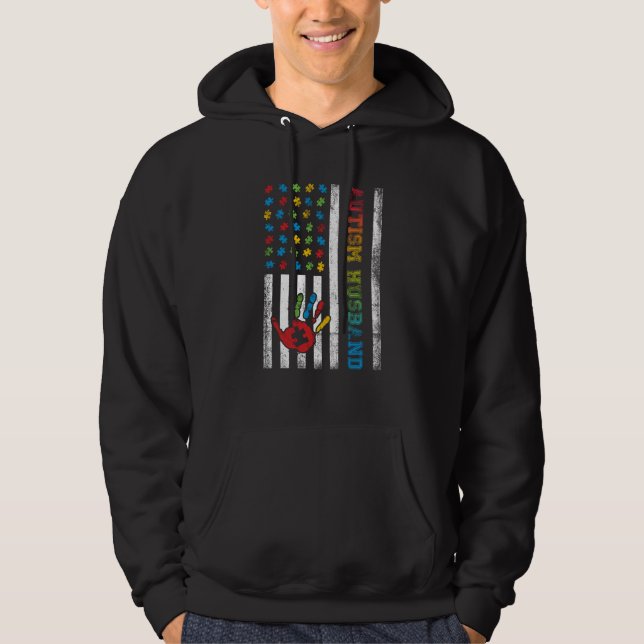 Moletom Autism Husband American Flag Autism Awareness (Frente)