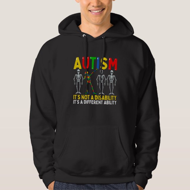 Moletom Autism It's A Different Ability Dabbing Skeleton (Frente)