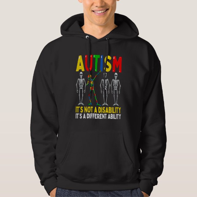 Moletom Autism It's A Different Ability  Dabbing Skeleton (Frente)