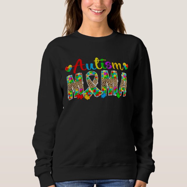 Moletom Autism Mama Leopard Autism Awareness Month Autism  (Frente)