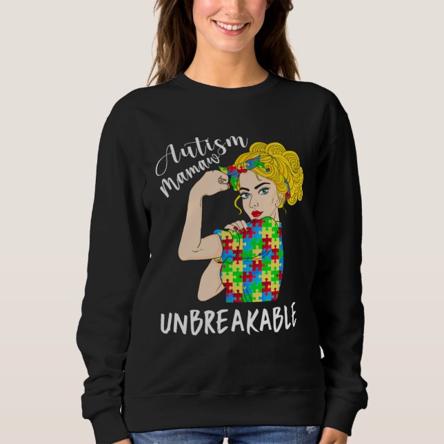 Moletom Autism Mamaw Unbreakable Woman Strong Accept Under (Frente)