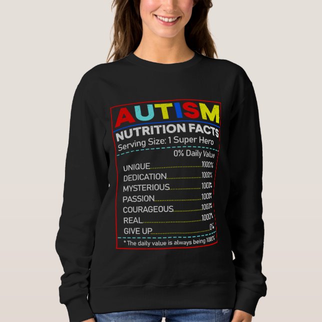 Moletom Autism Nutrition Facts Toddler Autism Awareness Mo (Frente)