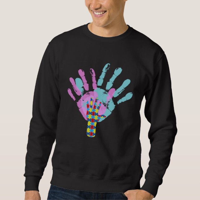 Moletom Autism Parents Awareness Handprint For Mom and Dad (Frente)
