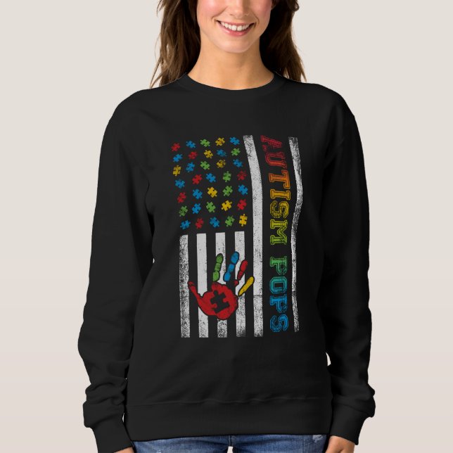 Moletom Autism Pops American Flag Autism Awareness (Frente)