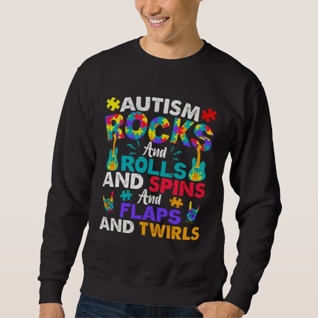 Moletom Autism Rocks And Rolls  Autism Awareness Month (Frente)
