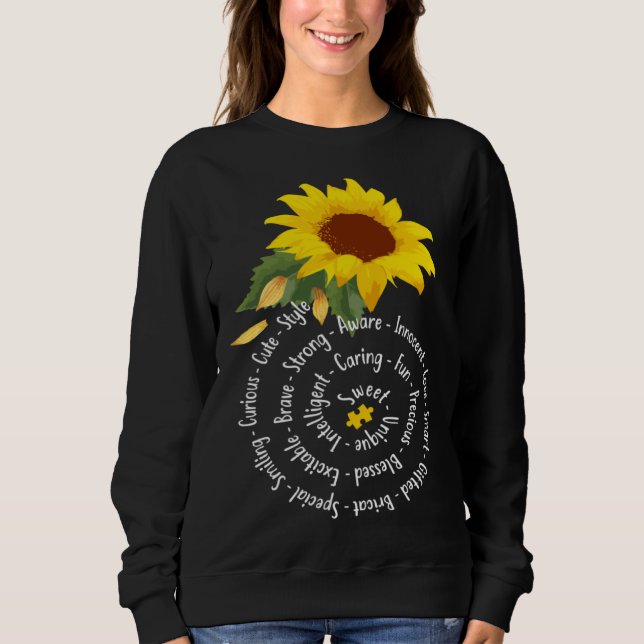 Moletom Autism Things Sunflower Autism Awareness Women Gir (Frente)
