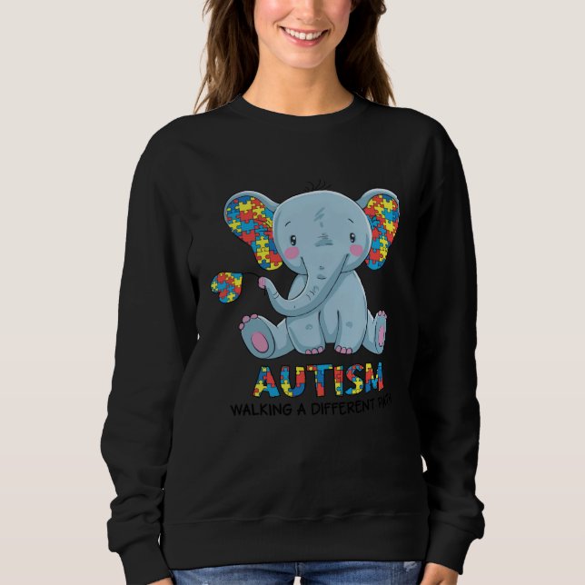 Moletom Autism Walking A Different Path Elephant Autism Aw (Frente)