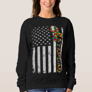 Moletom Autismo Afastado Stepdad Americano Flag Family Mat