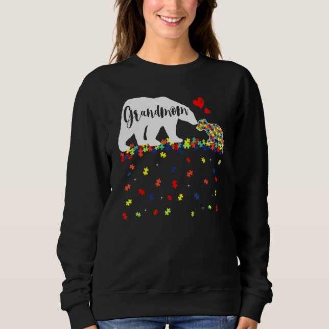 Moletom Autismo bonito Avó Ursa Autismo Família de Consciê (Frente)