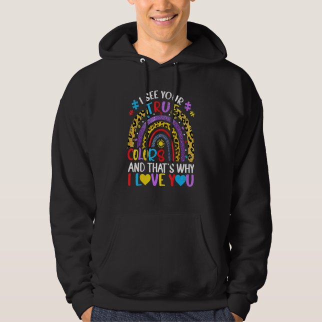 Moletom Autismo Consciência Arco-Íris Eu Vejo Suas Verdade (Frente)