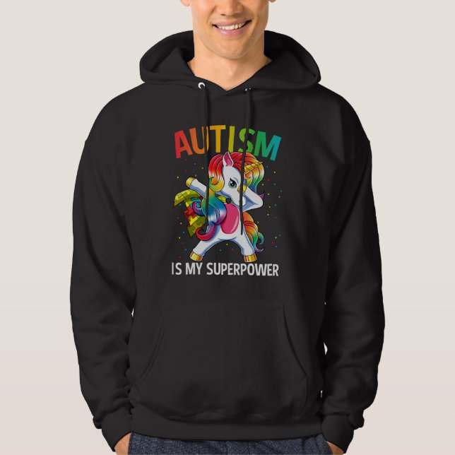 Moletom Autismo É Meu Superpoder Dabitando Unicórnio (Frente)