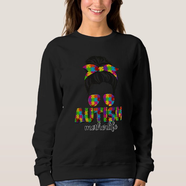 Moletom Autismo Mãe Mensageira Quebra-cabeça Sol Óculos So (Frente)