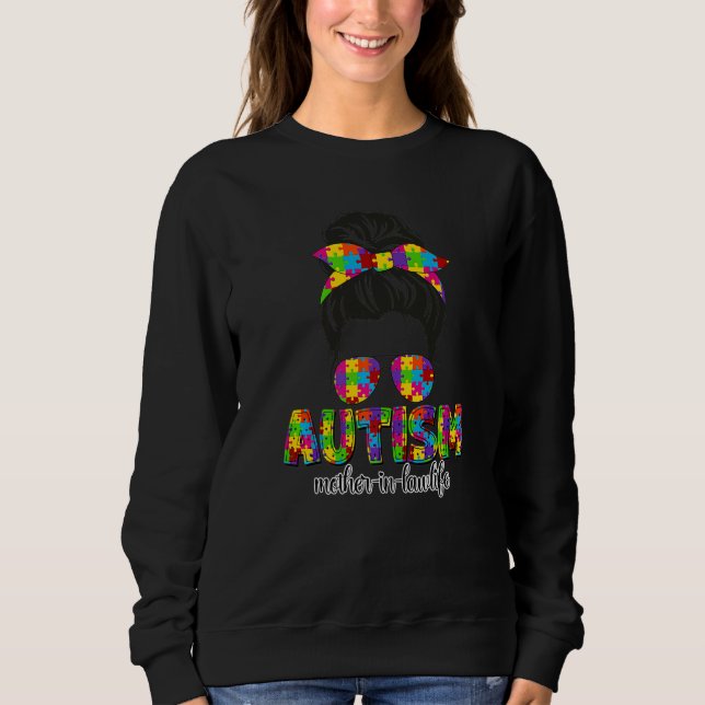 Moletom Autismo Mãe Na Lei Mensageira Quebra-cabeça Sol (Frente)