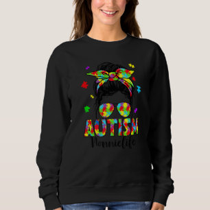 Moletom Autismo Nonnie Messy Bun Quebra-cabeça Sunglass Mo