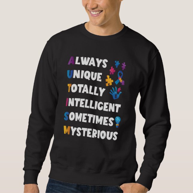 Moletom Autismo Qoute Sempre Único Som Totalmente Intelige (Frente)