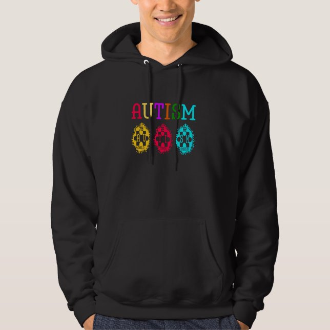 Moletom Autismo Quebra-cabeça de consciência Elementos de  (Frente)