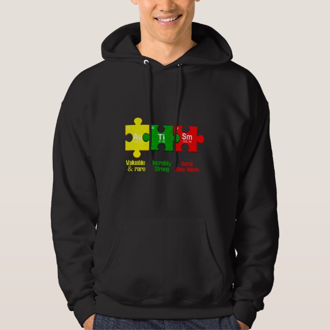 Moletom Autismo Quebra-cabeça de Química Tempo Elementos d (Frente)