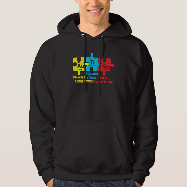 Moletom Autismo Sensibilização Quebra-cabeça de Elemento Q (Frente)