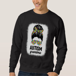Moletom Autismo vovó Nana Messy Bun Autismo Sensibilização