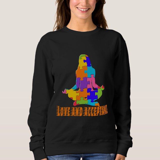 Moletom Autismo Yoga Girl Love And accept (Amor E Aceitaçã (Frente)