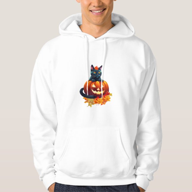 Moletom Autumn Cat, Pumpkin, Halloween Graphic Design (Frente)
