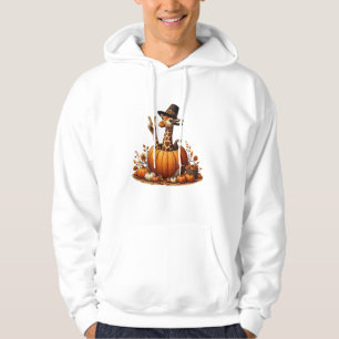 Moletom Autumn Pumpkin Cai Giraffe Ação de Graças Mulheres