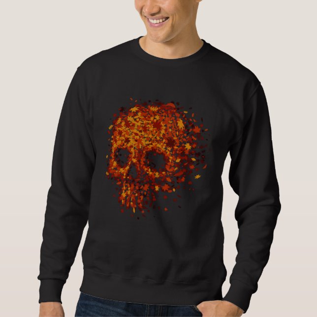 Moletom Autumn Skull Shape Fall Leaves Graphics Halloween (Frente)