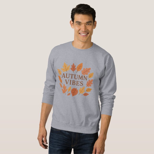 Moletom Autumn Vibes - Design de Folhas de Cozy (Frente Completa)